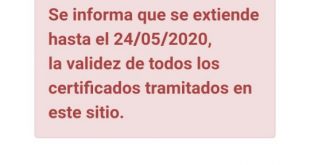 Los certificados de circulación tendrán vigencia hasta el final del Aislamiento Social